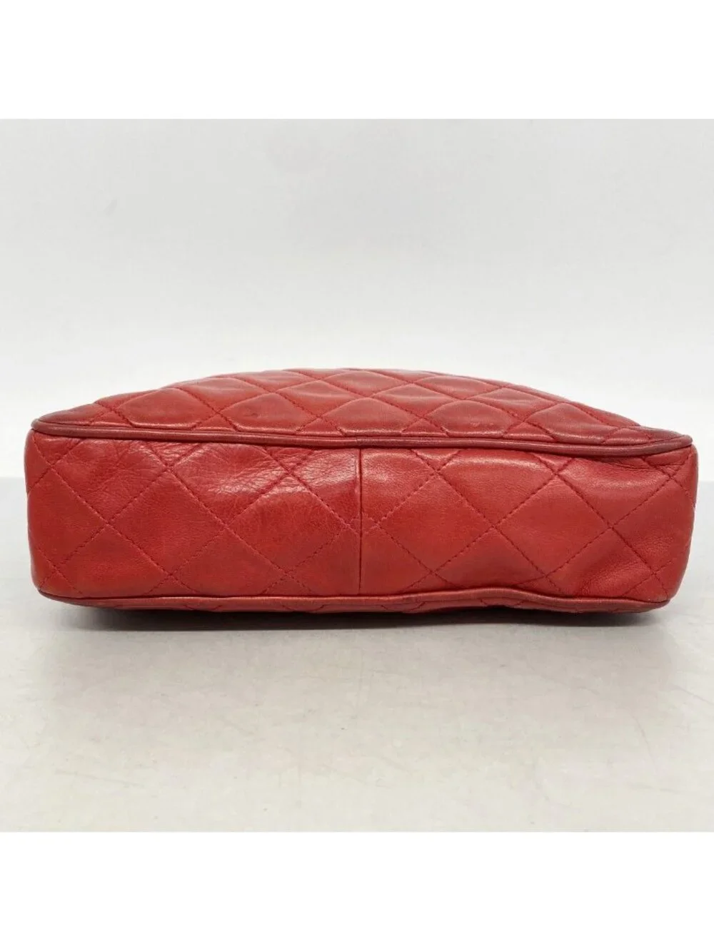Chanel Shoulder Bag Quilted Lambskin Red Gold